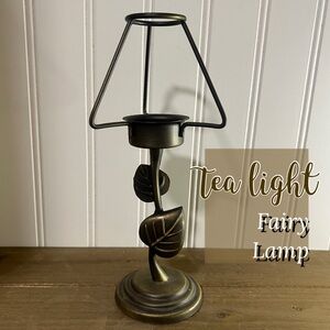 Tea Light Fairy Lamp - Antique Brass Leaf Accent